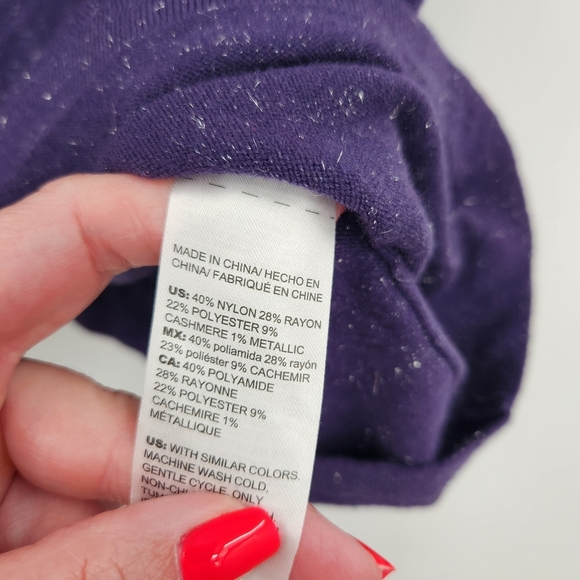 Chicos 4 Purple Metallic Cowl Neck Sleeveless Knit Top Womens Size XXL - Picture 5 of 6